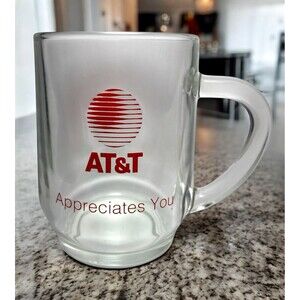AT&T Appreciates You Coffee Mug With Logo Clear Glass w/Red Made In USA